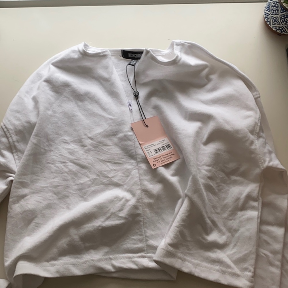 inserted zip crop sweatshirt white